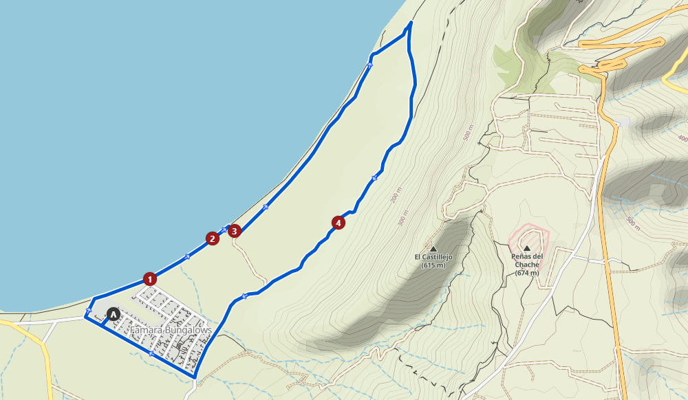 Walking route around Famara Beach